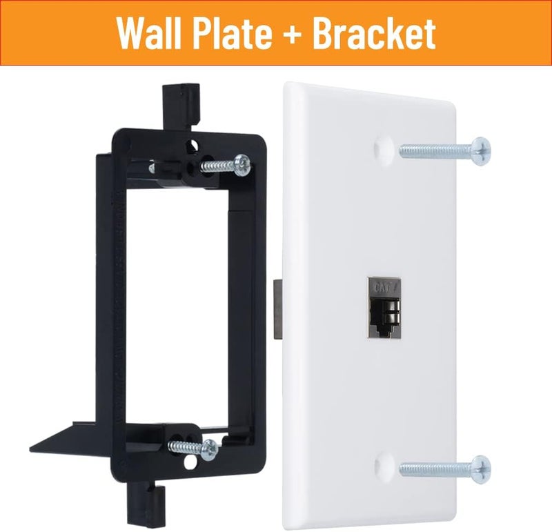 YOEMELY CAT7 RJ45 Inline Coupler Keystone Jack Wall Plate with Low Voltage Mounting Bracket, Metal Shielded 1 Port Cat7 Ethernet Cable Wall Plate Shielded Female to Female 1 Set - Image 2